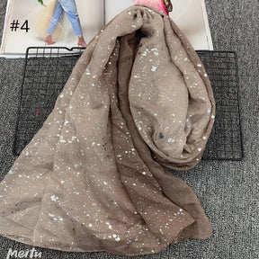 ND406 Cotton and linen solid color silver hot dot gradient color scarf hijab  hijab/tudung  printed hijab  printed scarf  Gradient