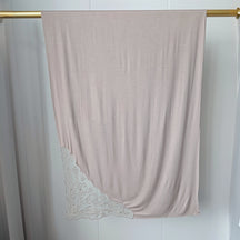 JBCX001  Plain Bamboo Fiber Jersey Hijab with Embroidered Lace