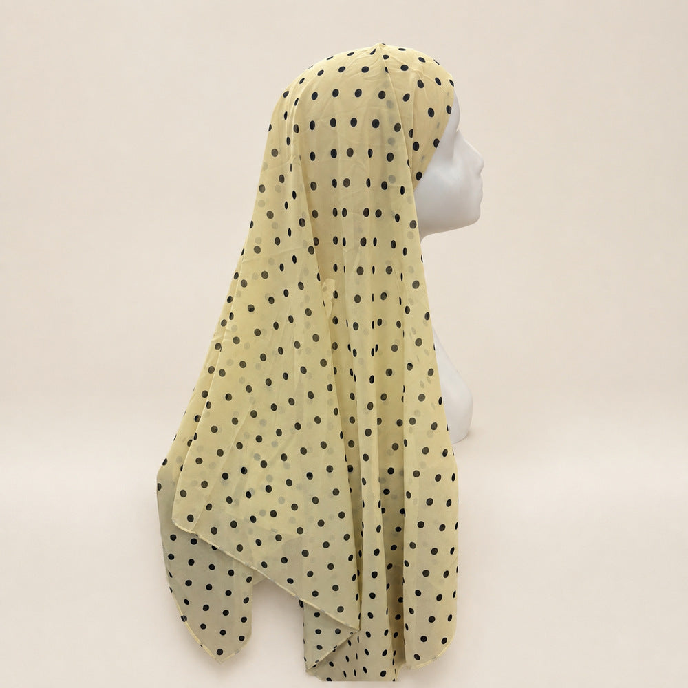 JBXF000  Printed Chiffon Hijab + Attached Tie Back Cap