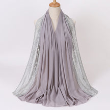 珍珠 边 Plain Chiffon Lace Hijab - Color Option