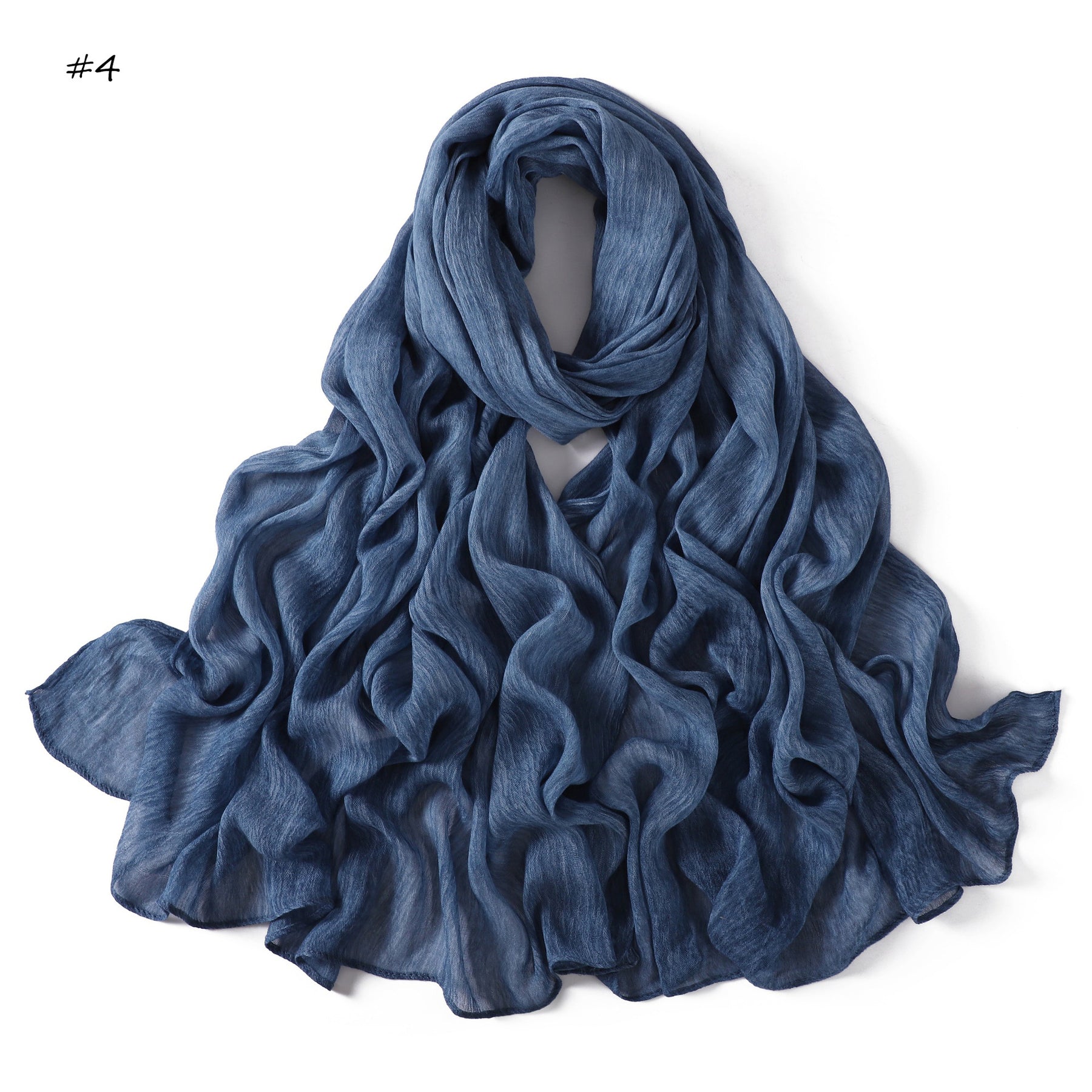 YZ322  Plain Washed-Dye Modal Crinkle Rolled-Edge Hijab