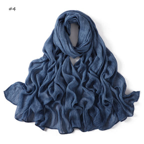 YZ322  Plain Washed-Dye Modal Crinkle Rolled-Edge Hijab