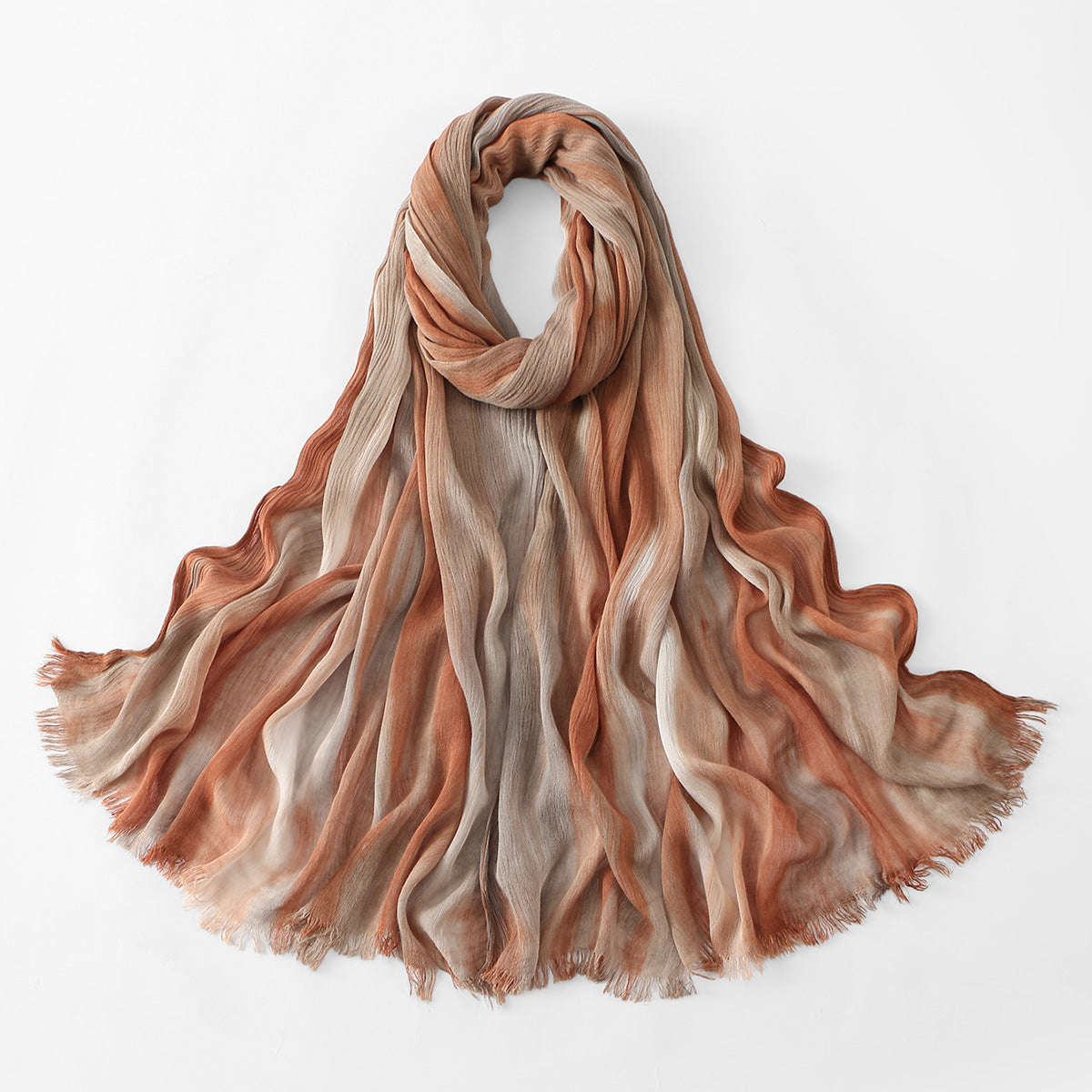 VE134  Ethnic Rainbow Tie-Dye Crinkle Rayon Hijab