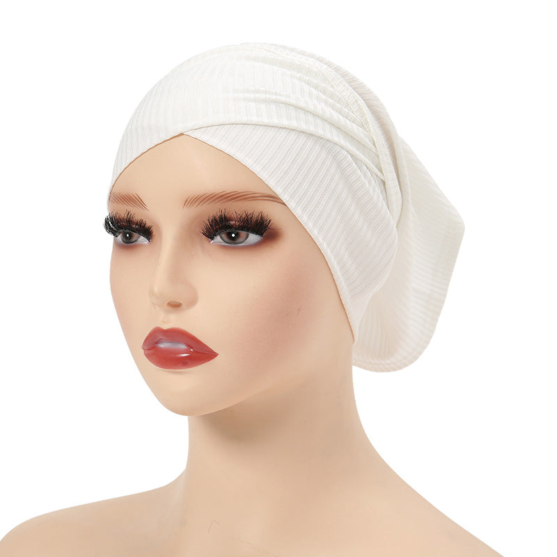 MSL028 Fashion bottom hat threaded cotton solid color headscarf