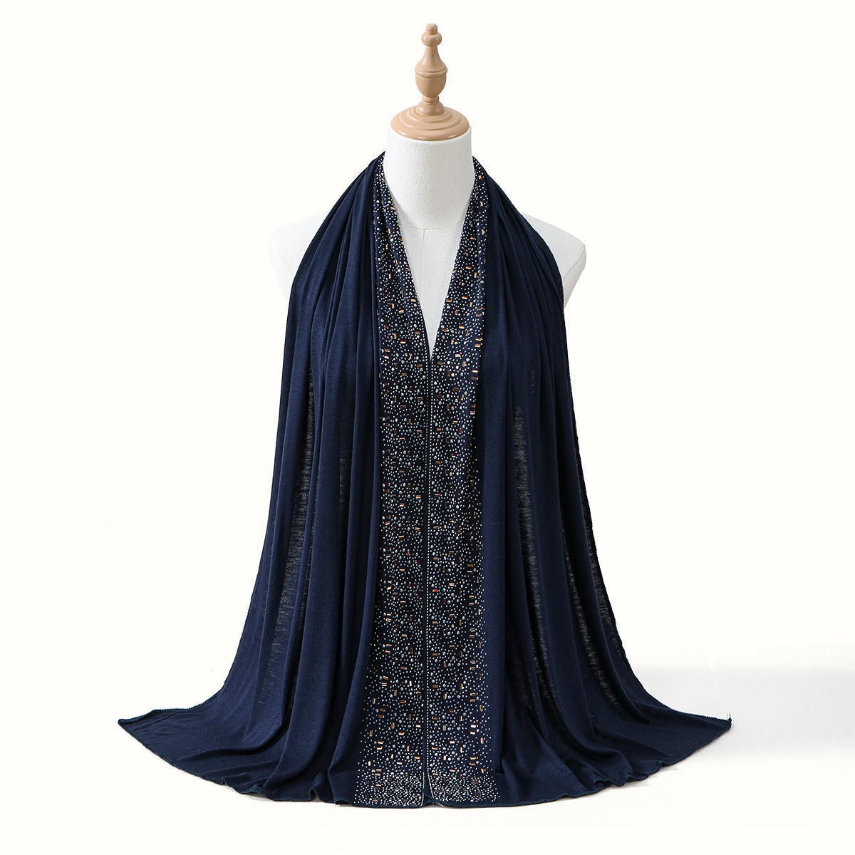 YW425  Mercerized Cotton Special-Shaped Hotfix Rhinestone Hijab