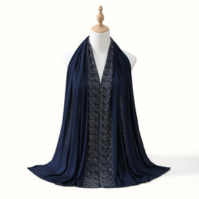YW425  Mercerized Cotton Special-Shaped Hotfix Rhinestone Hijab