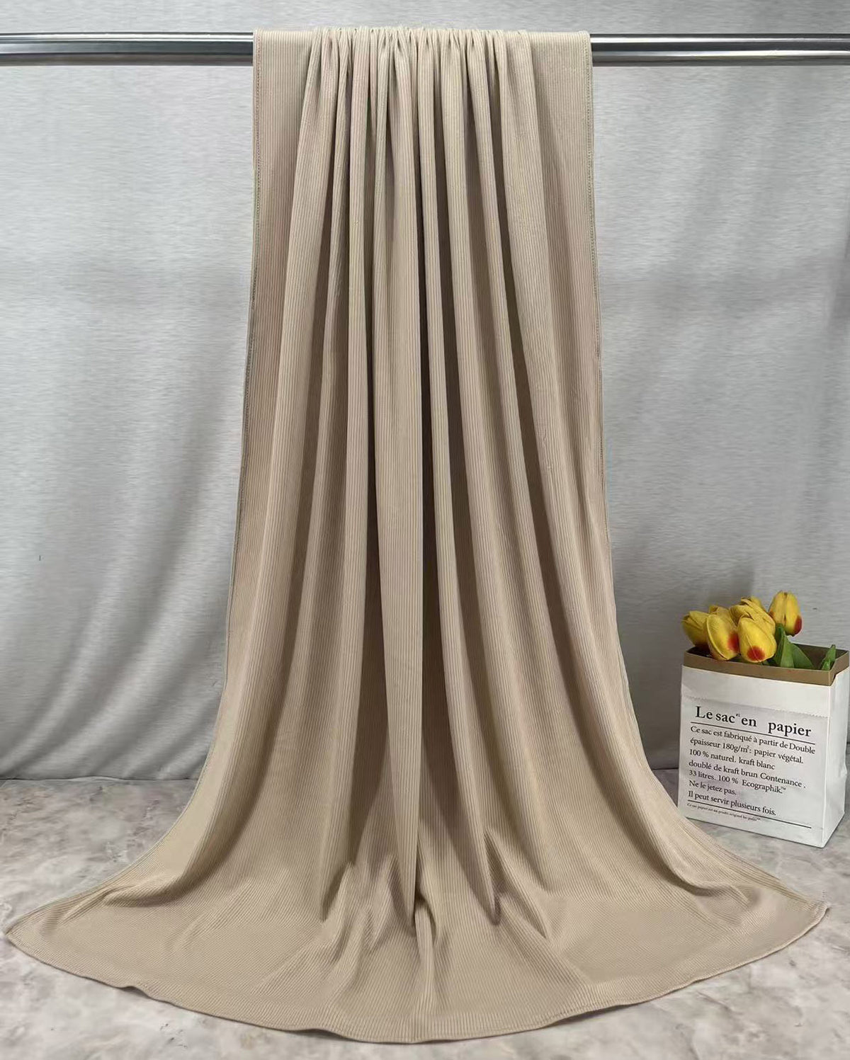 HY017  Plain Bamboo Fiber Ribbed Jersey Hijab