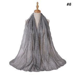 MSL231  Plain Polyester Embroidered Rhinestone Hijab