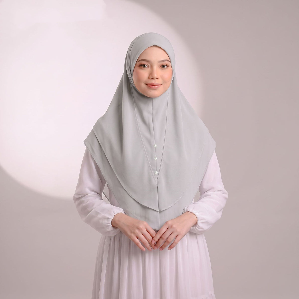A2  Plain Double-Layer Chiffon Rhinestone One-Piece Hijab