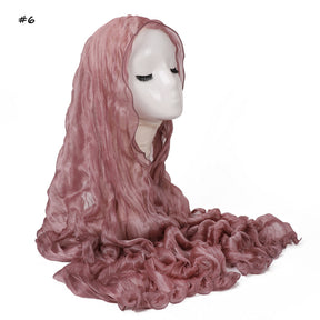 YZ327  Plain breathable glossy stretchy crinkled chiffon hijab