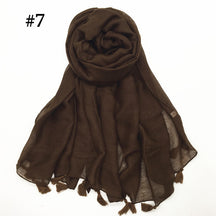 ND06  Plain Polyester Flat-Finish Tassel-End Hijab