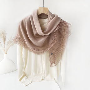 SS006  Plain Lightweight Lace Trim Polyester-Cotton Square Scarf