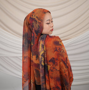 FZ001  Imitation silk double-sided oozing tie-dyed Muslim hijab