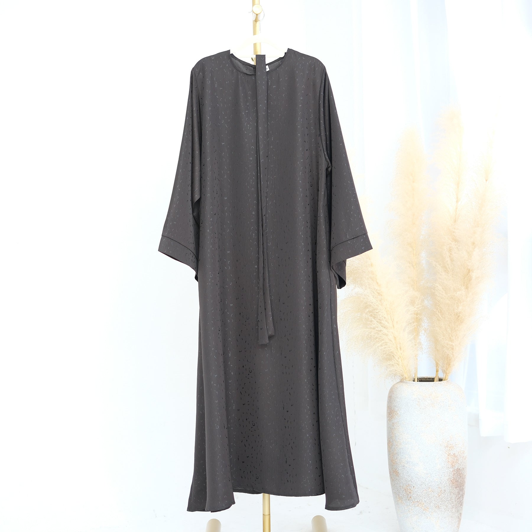 LRDB010+LRDB011  Fashion Print Elegant Cardigan Dress with Hijab Two-Piece Set