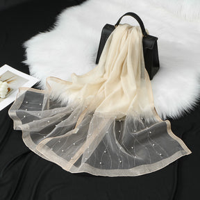 MZ070,71,72  Organza Pearl-Studded Women’s Sun Protection Scarf