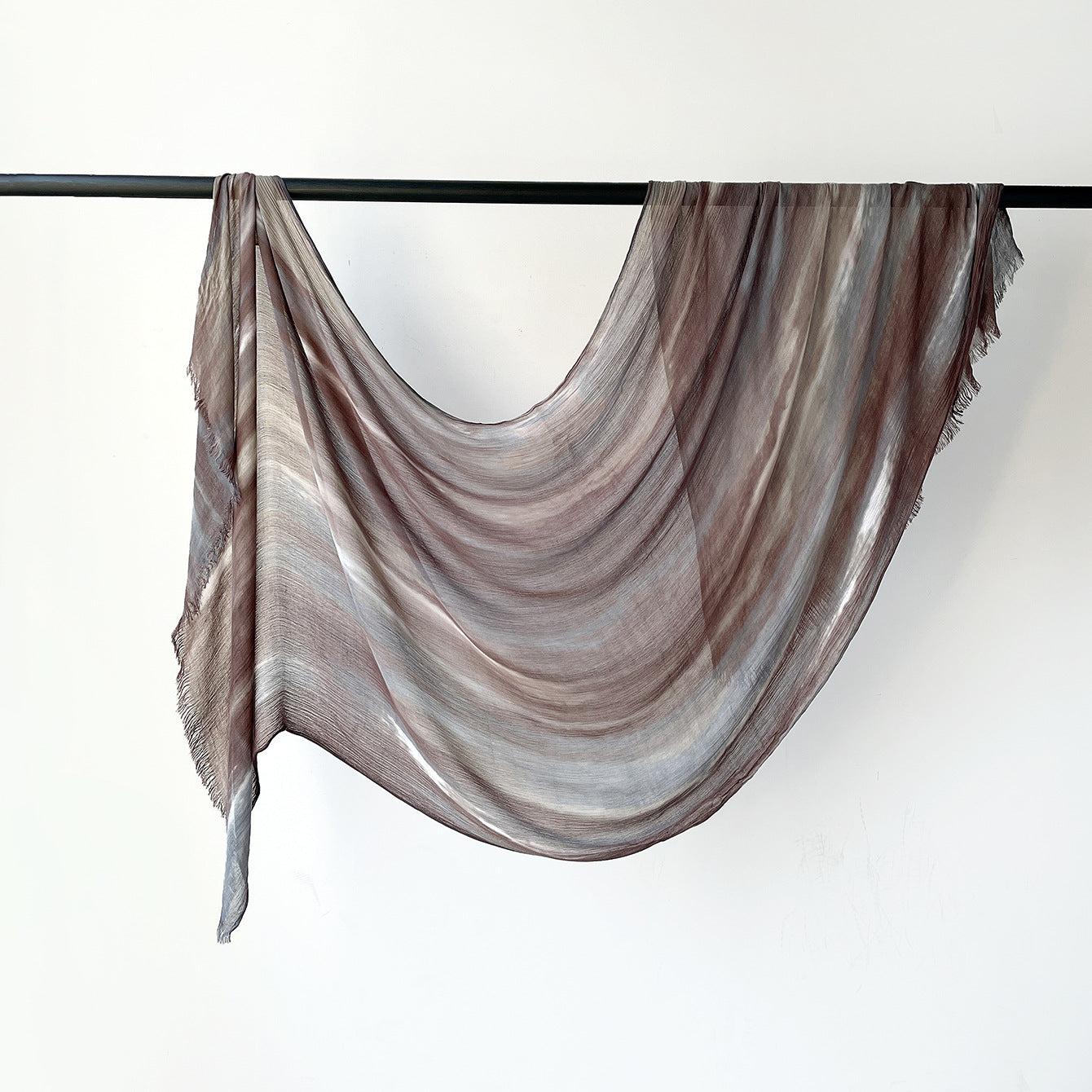 SS007  Gradient Rainbow Collection Short Tassel Crinkled Hijab