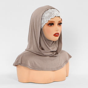 SW162  Stylish Lace Double-Layer Polyester Hijab