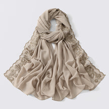VE139  Stylish Butterfly Embroidered Chiffon Hijab