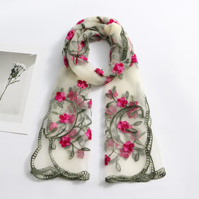 VE154  Nylon Embroidered Breathable Lightweight Hijab