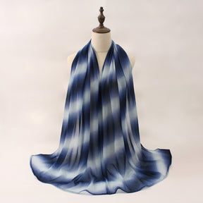 Z0A70006  Striped gradient pleated scarf - MOQ:2