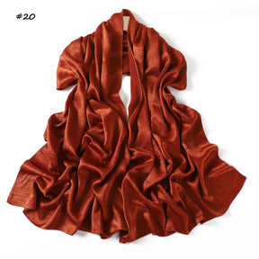 YZ325  Plain Hotfix Rhinestone Crinkled Satin Hijab