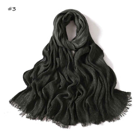 YZ310  Dirt-Washed Crinkled hijab with Raw Edge