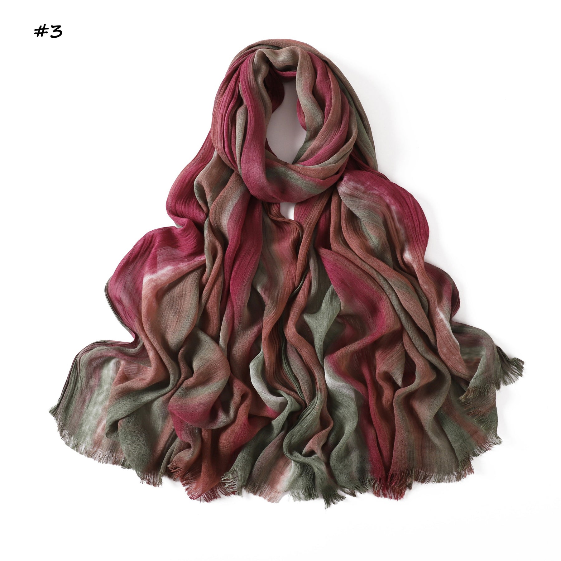 YZ331  Gradient Viscose Crinkle Long Hijab Lightweight Breathable