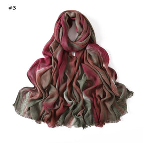 YZ331  Gradient Viscose Crinkle Long Hijab Lightweight Breathable