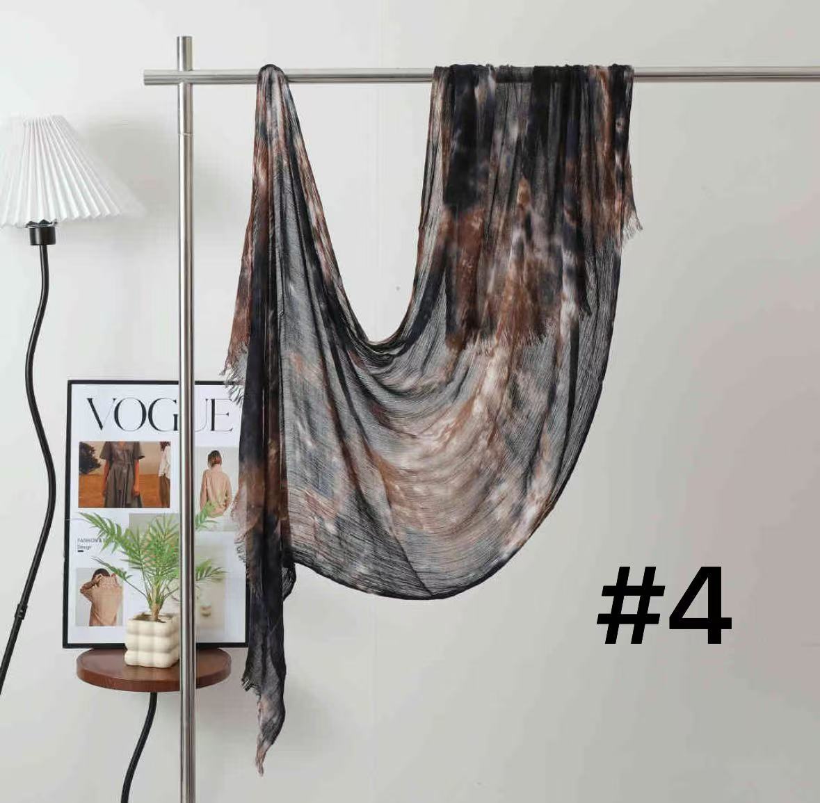 SS008  Modal Dreamy Tie-Dye Short Tassel Crinkle Hijab