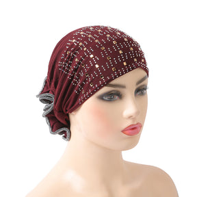 H008 hot stamping rhinestone plain hijab turban hat