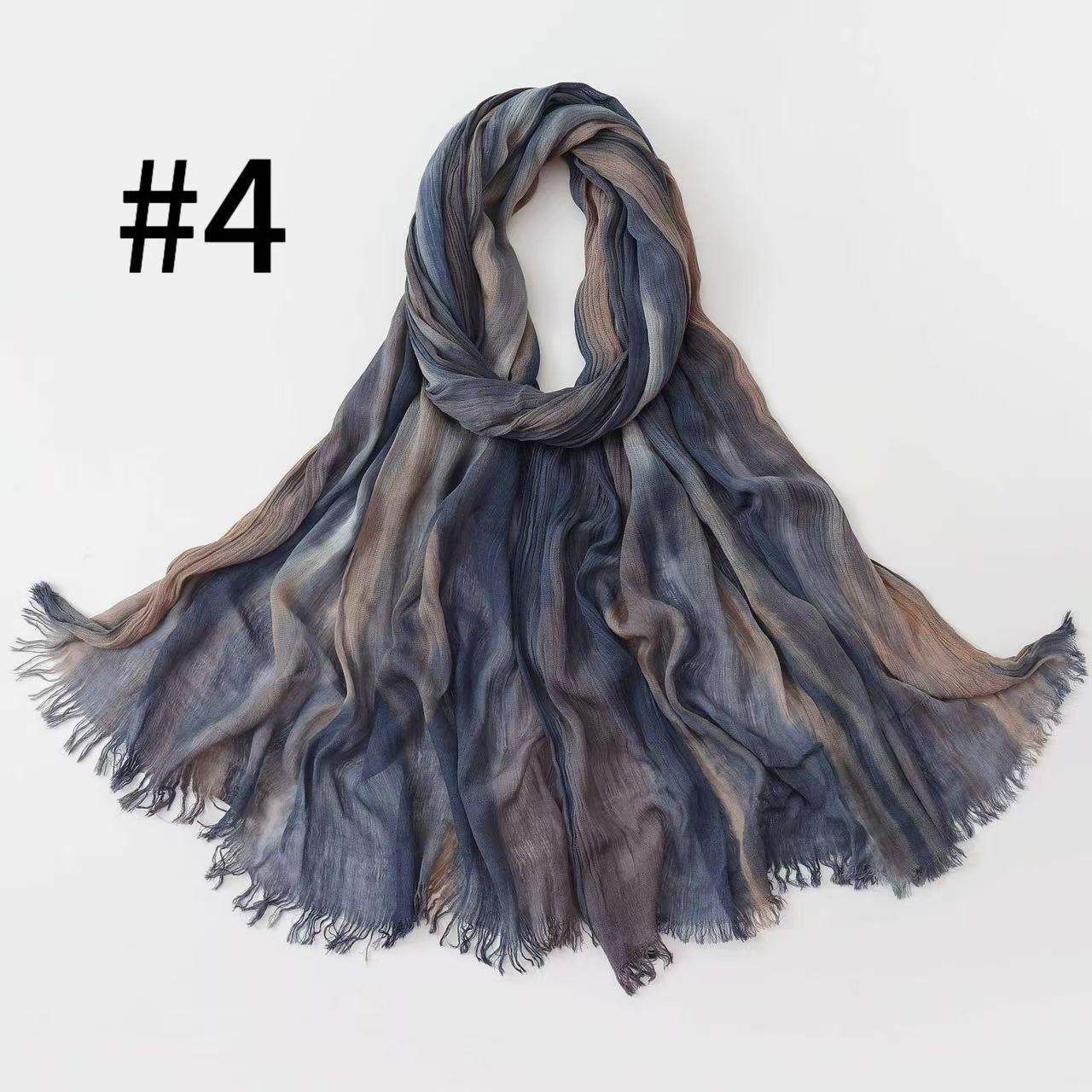 WJA485  Gradient Tie-Dye Autumn/Winter Crinkled Hijab