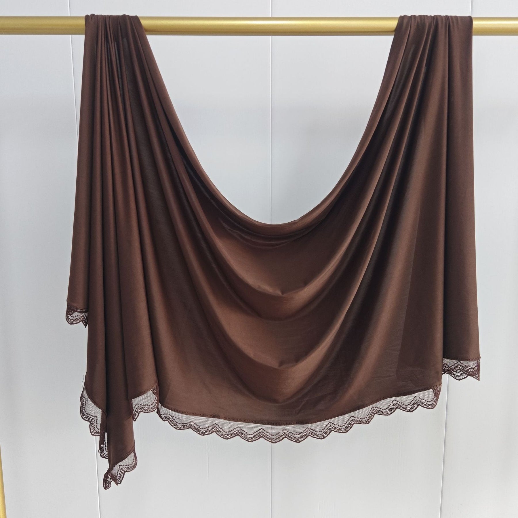 MLSL-457  Liquid Jersey Hijab with Lace L-Shaped Trim