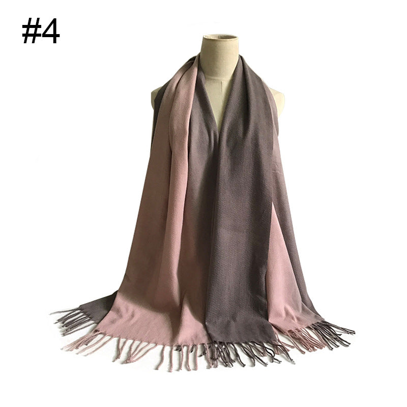 ND307 Women's scarf solid color gradient imitation cashmere large size scarf hijab  hijab/tudung  printed hijab  printed scarf  Gradient