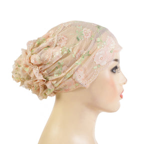 H311 lace Flower hijab turban hat