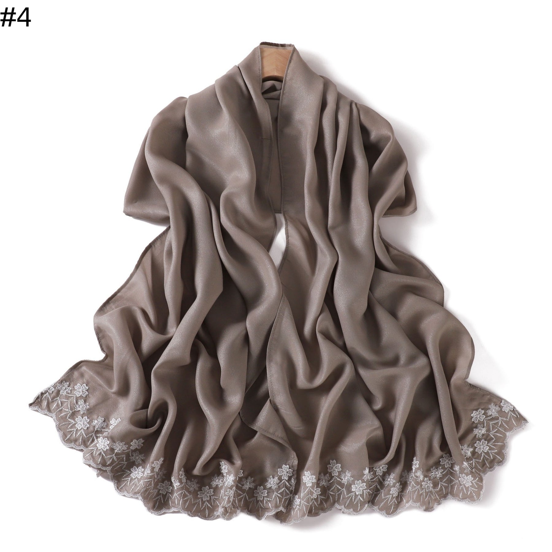 YZ339  Plain Embroidered Ends Shimmer Chiffon Hijab