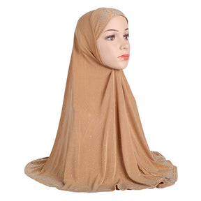 H112 plain Hot stamped diamond instant hijab