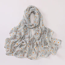 W-0022  Ditsy Floral Printed Pearl Chiffon Hijab