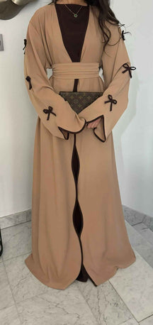 LR962  Plain Bow Abaya Dress Set