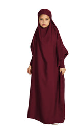TH01 Solid color hooded bat-sleeved loose robe dress children's clothing - MinYang Fashion Apparel Accessory Manufacturer