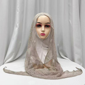 IH123  Exquisite Shiny Thread Diamond Hollow-out Muslim Hijab