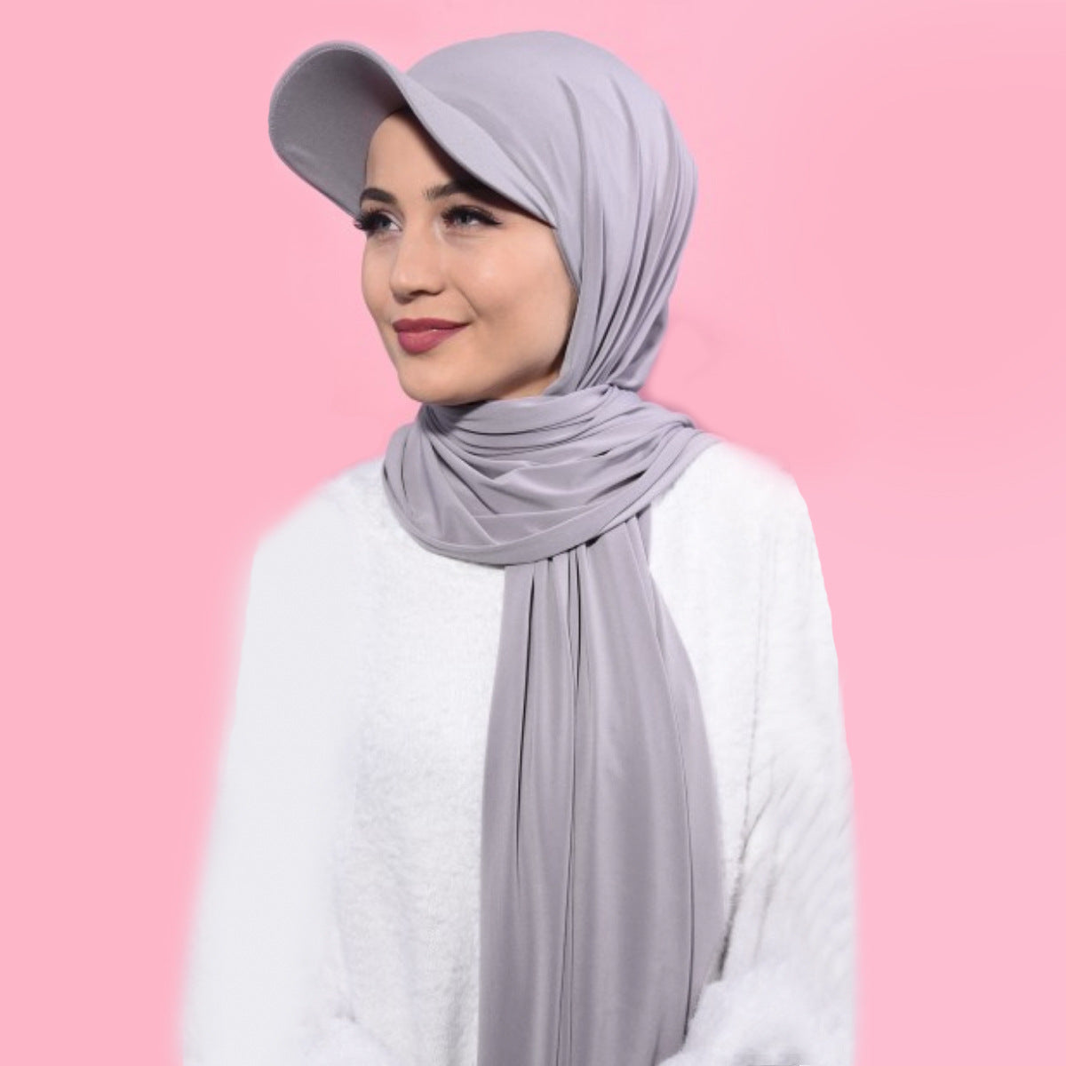 JM-01  New brim solid color women's scarf baseball cap Brim all-over Muslim headscarf cap