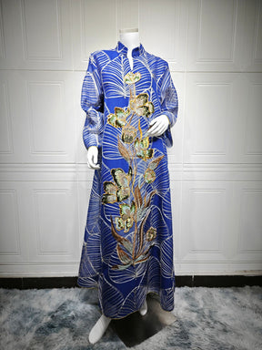 AB485  Mesh Embroidered Maxi Dress Ethnic Women's Clothing