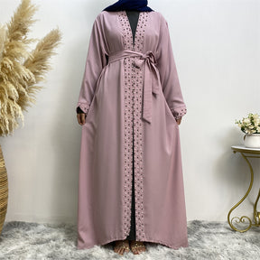 1838 baju kardigan abaya muslim manik Kuku polos