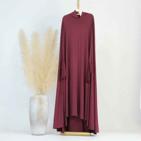LR628  Solid Color Plus Size Dress with Flowing Batwing Sleeves