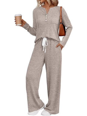 88516  Women's New Spring Jersey Ribbed Brushed 2-Piece Set