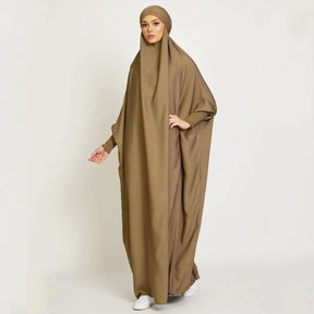 FG20-21484  Solid Nida Loose Sleeve Scarf Long Dress