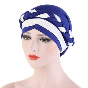 TJM-双色短辫 Double color milk silk hijab turban hat