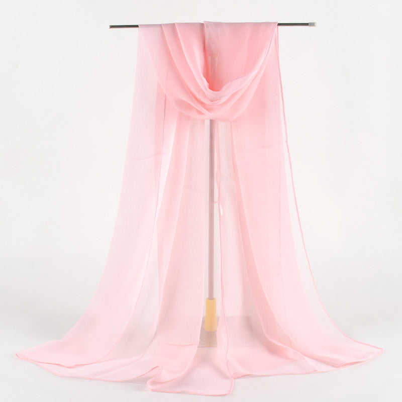 QWS05  Long Plain Chiffon Sun Protection Hijab