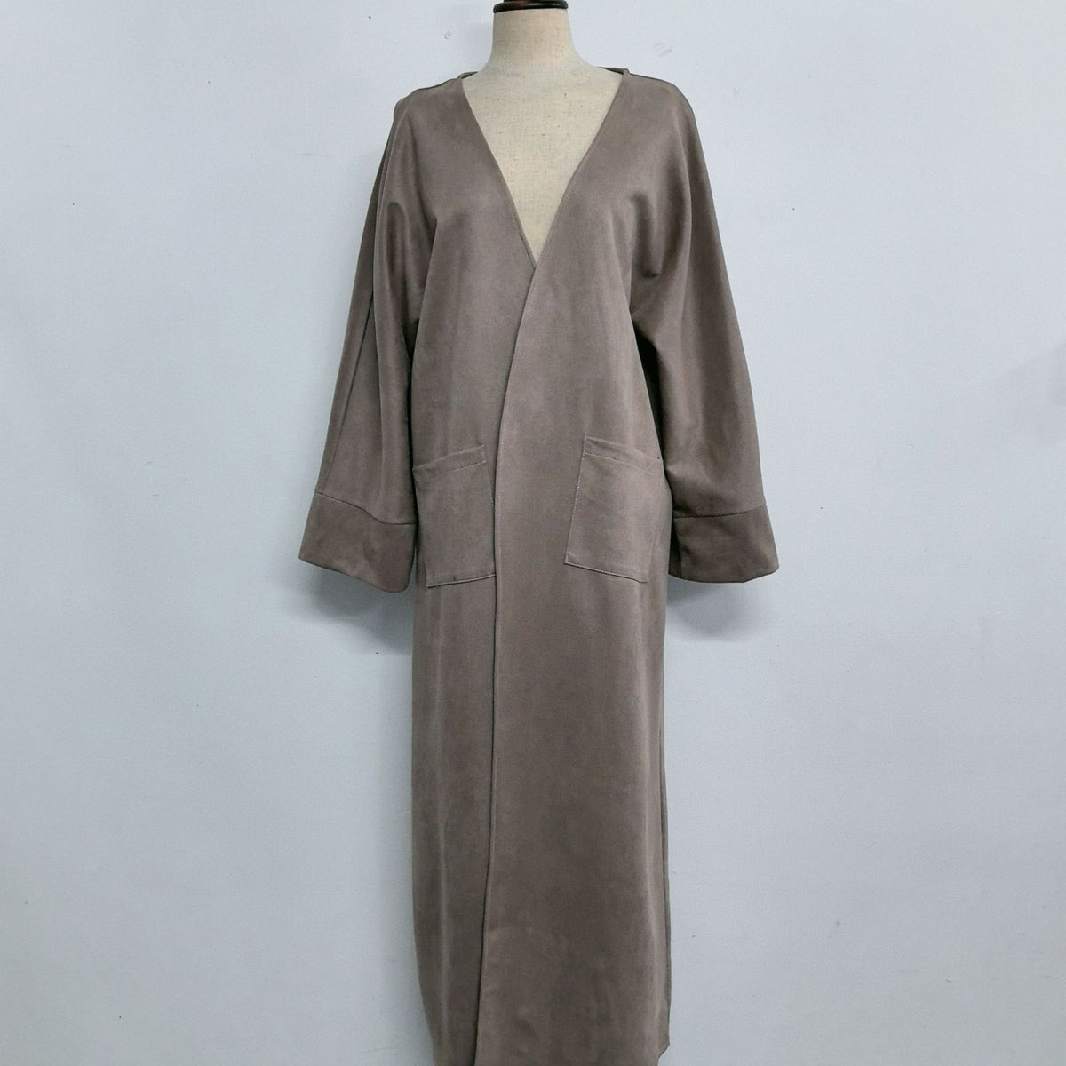 24891#  Fall Winter Plain Suede-Texture Open Abaya