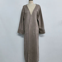24891#  Fall Winter Plain Suede-Texture Open Abaya